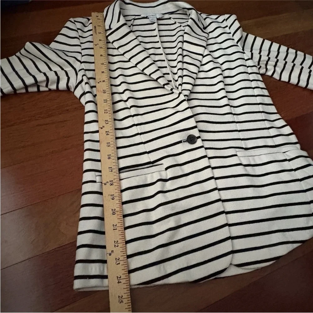 Old Navy Women's Long Sleeve Stripe Blazer Jacket Size M Stretch Nautical Preppy